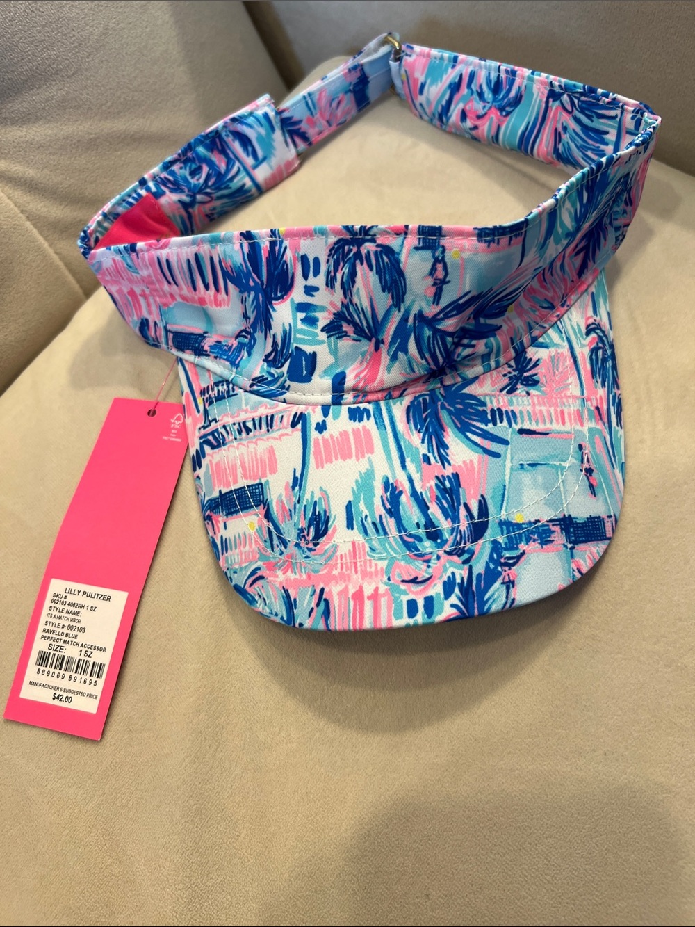 Lilly Pulitzer Pink & Blue Palm-Print Visor